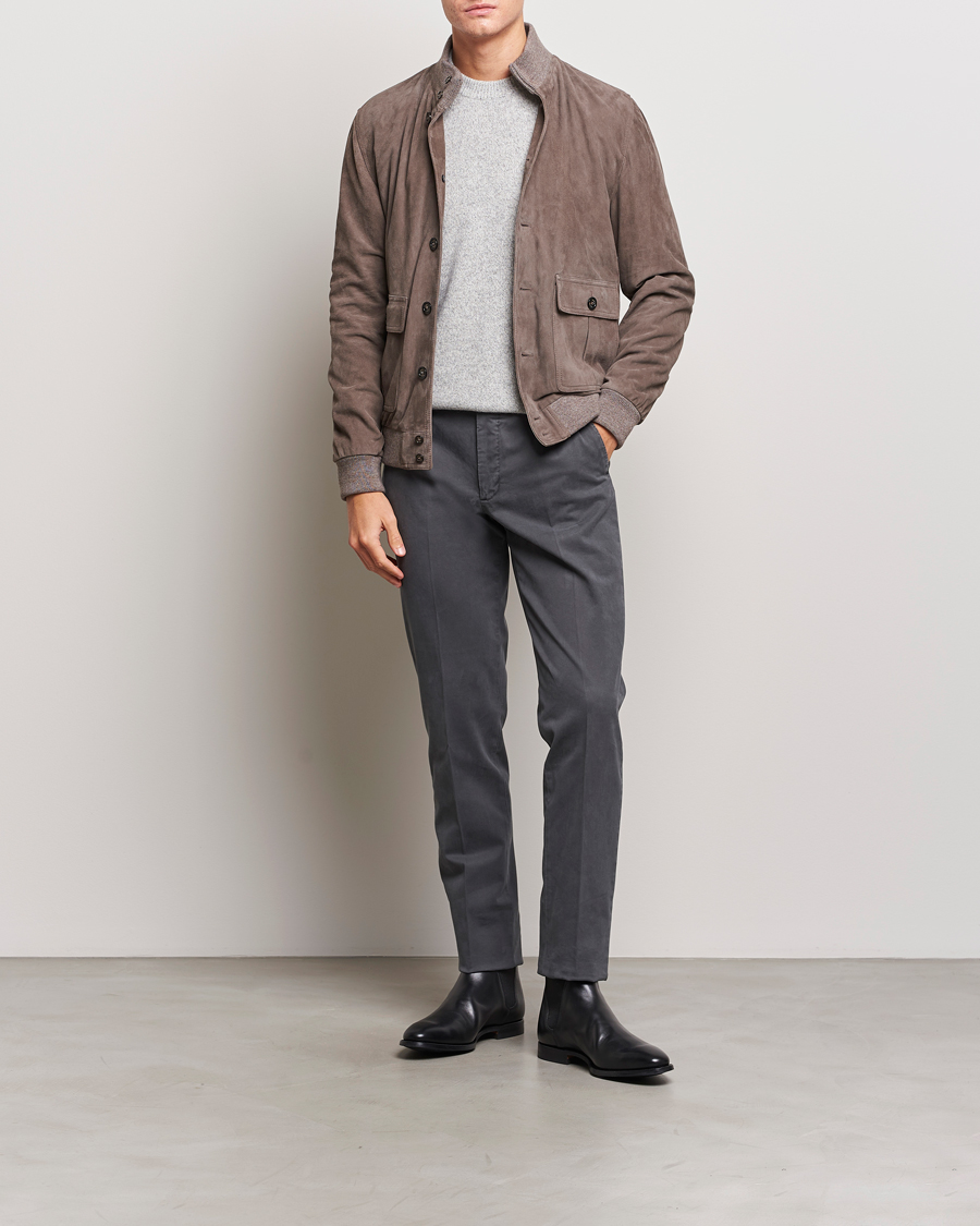 Mies | Housut | Incotex | Regular Fit Cotton Chinos Dark Grey