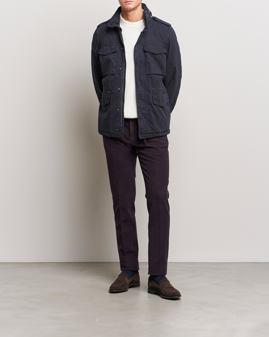 Mies | Housut | Incotex | Slim Fit Luxury Moleskine Trousers Burgundy