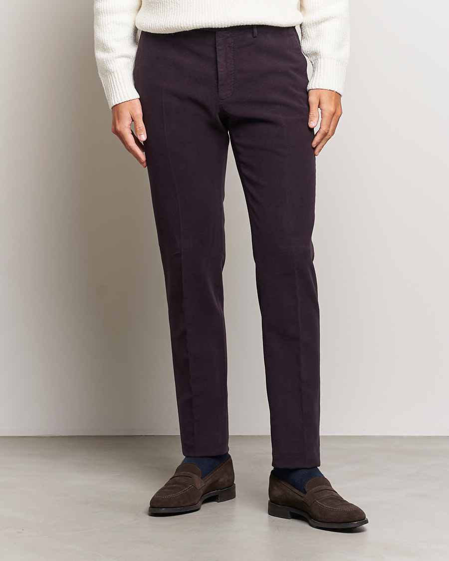 Mies |  | Incotex | Slim Fit Luxury Moleskine Trousers Burgundy