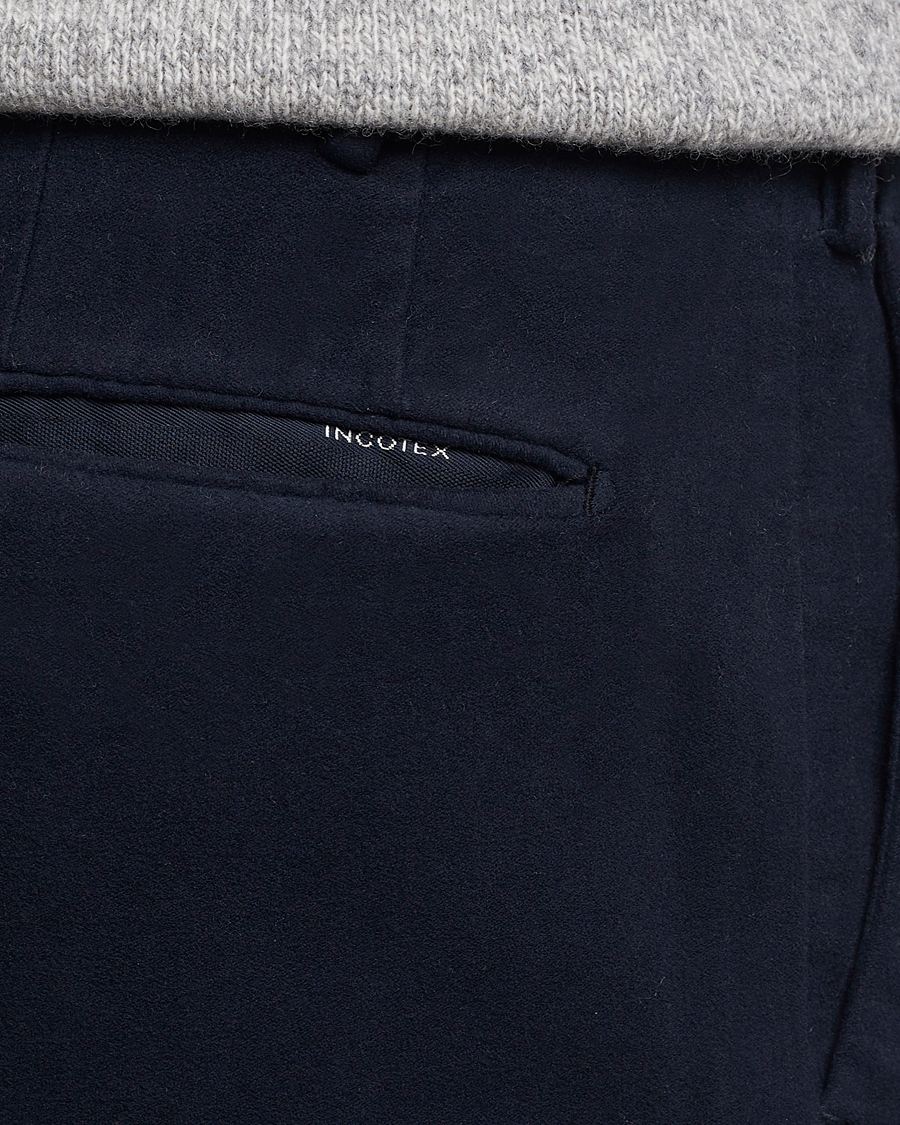 Mies | Housut | Incotex | Slim Fit Luxury Moleskine Trousers Navy