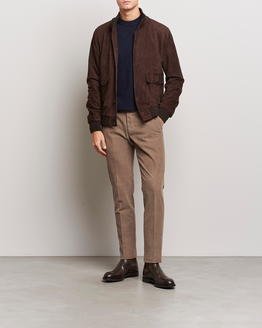 Mies | Housut | Incotex | Slim Fit Soft Corduroy Trousers Taupe