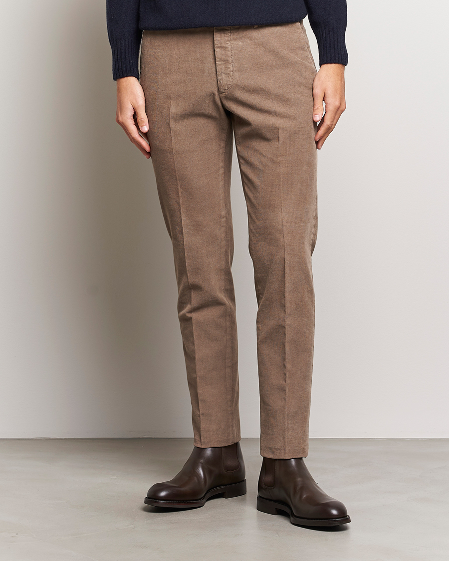 Mies | Housut | Incotex | Slim Fit Soft Corduroy Trousers Taupe