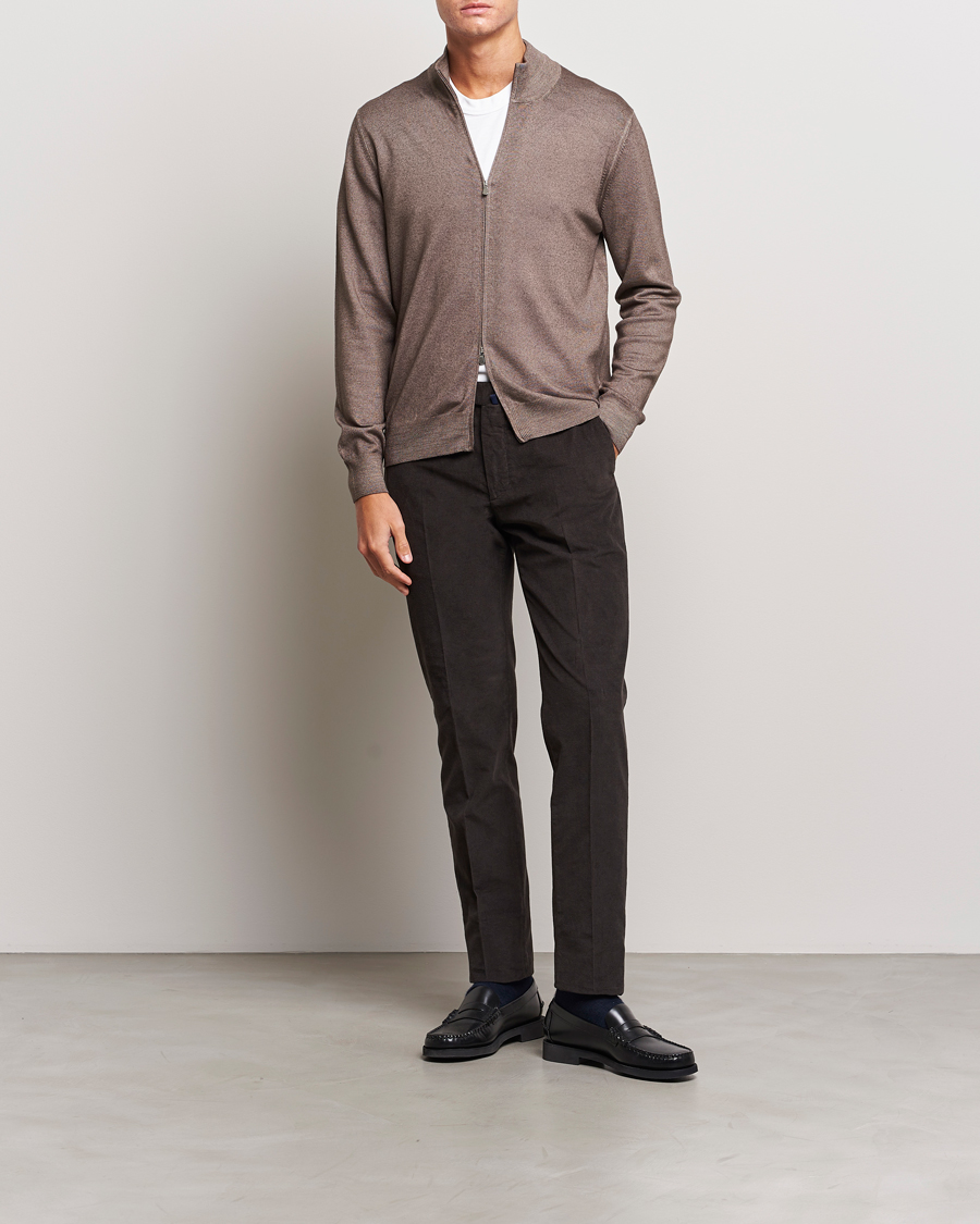 Mies | Housut | Incotex | Slim Fit Soft Corduroy Trousers Dark Brown