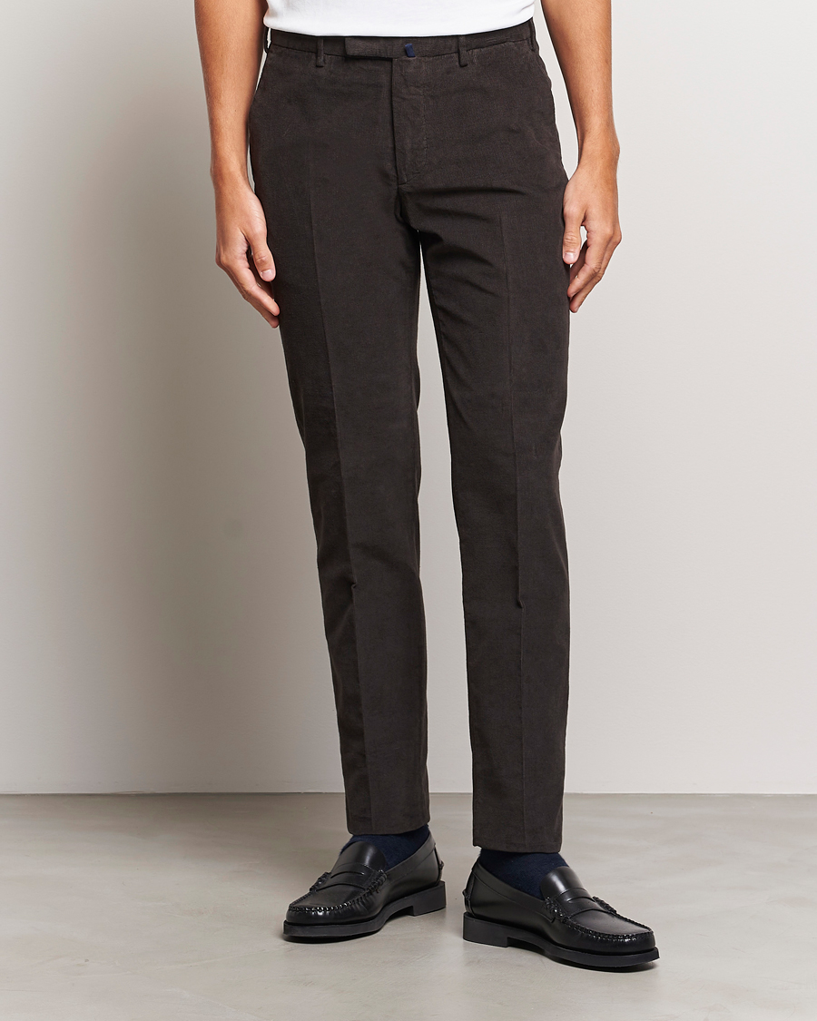Mies |  | Incotex | Slim Fit Soft Corduroy Trousers Dark Brown