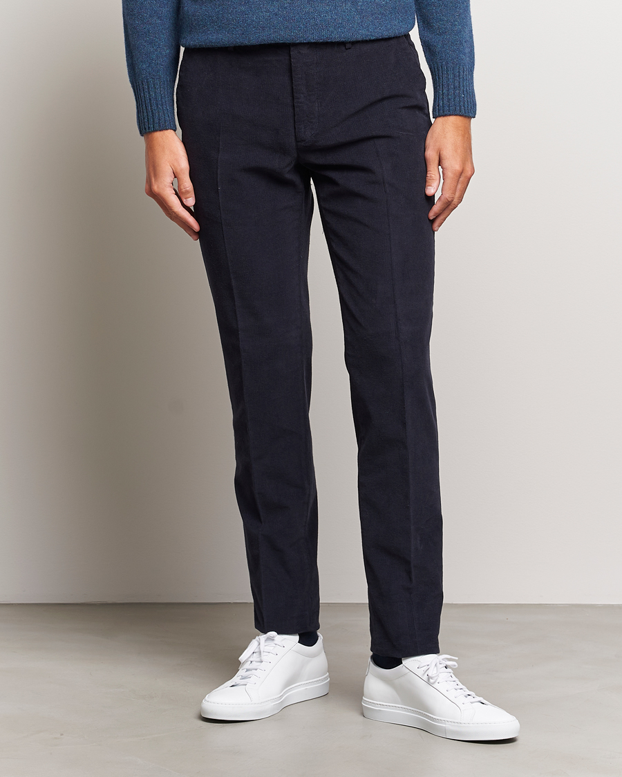 Mies | Housut | Incotex | Slim Fit Soft Corduroy Trousers Navy