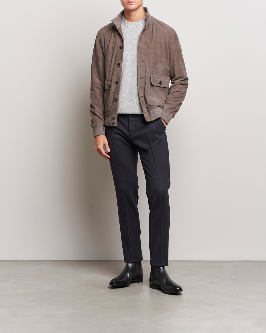 Mies | Housut | Incotex | Slim Fit Washable Flannel Trousers Navy