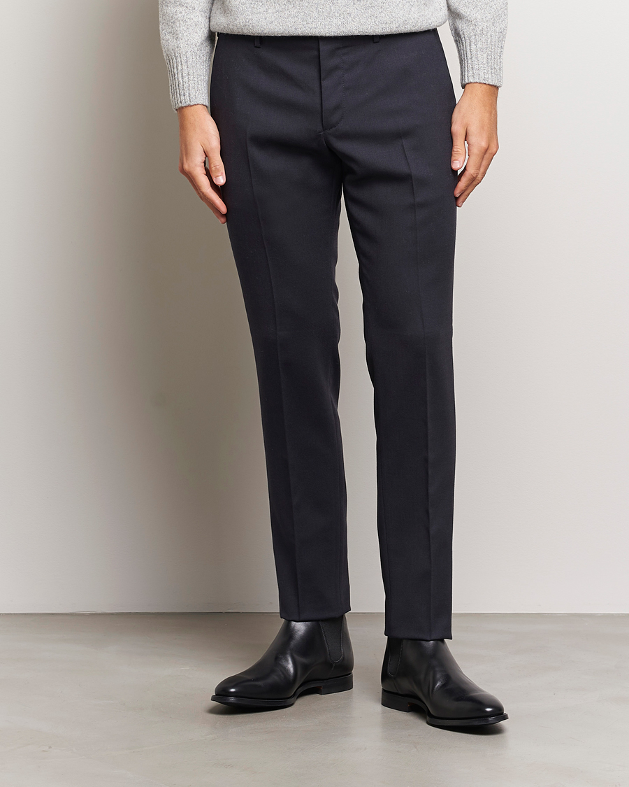 Mies |  | Incotex | Slim Fit Washable Flannel Trousers Navy