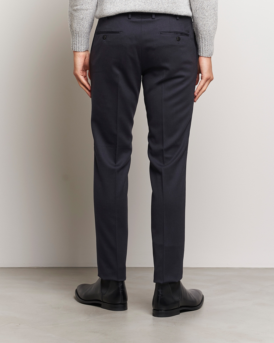 Mies | Housut | Incotex | Slim Fit Washable Flannel Trousers Navy