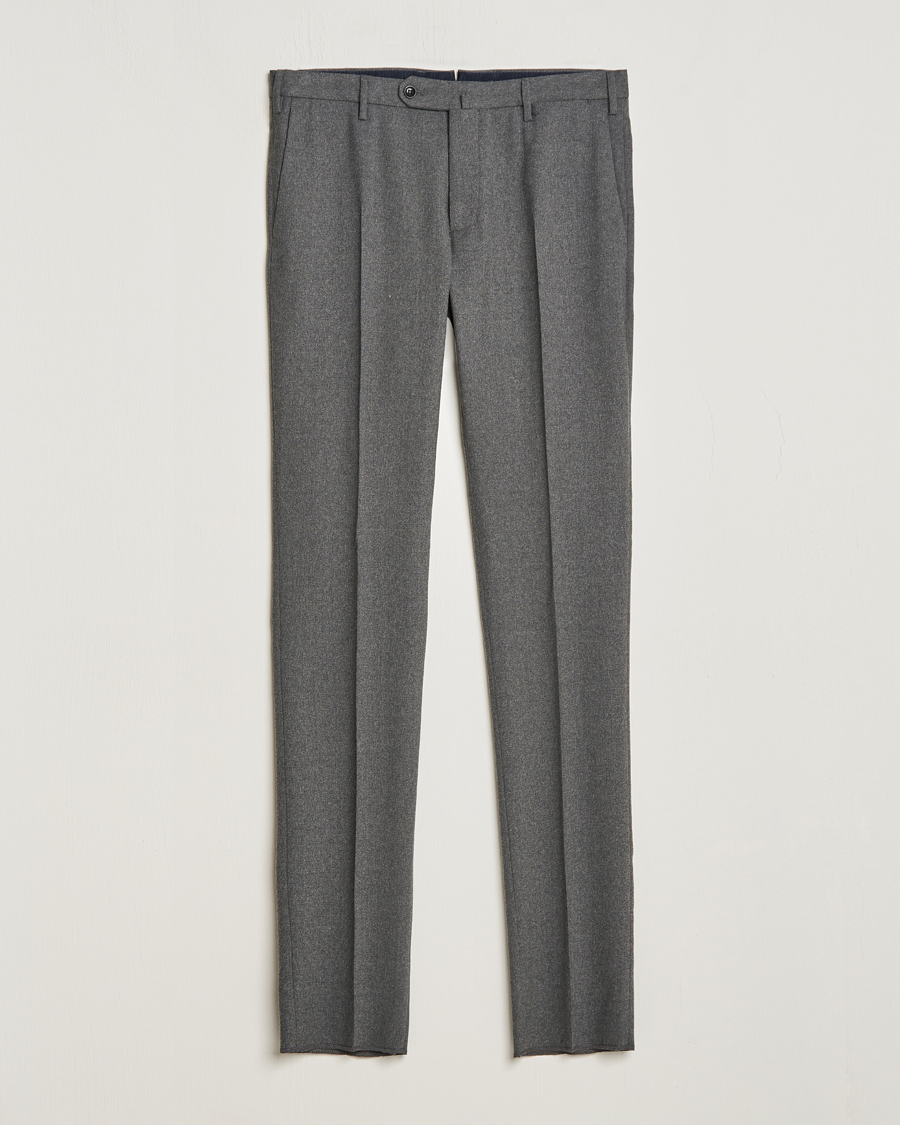 Mies | Incotex | Incotex | Slim Fit Washable Flannel Trousers Grey Melange