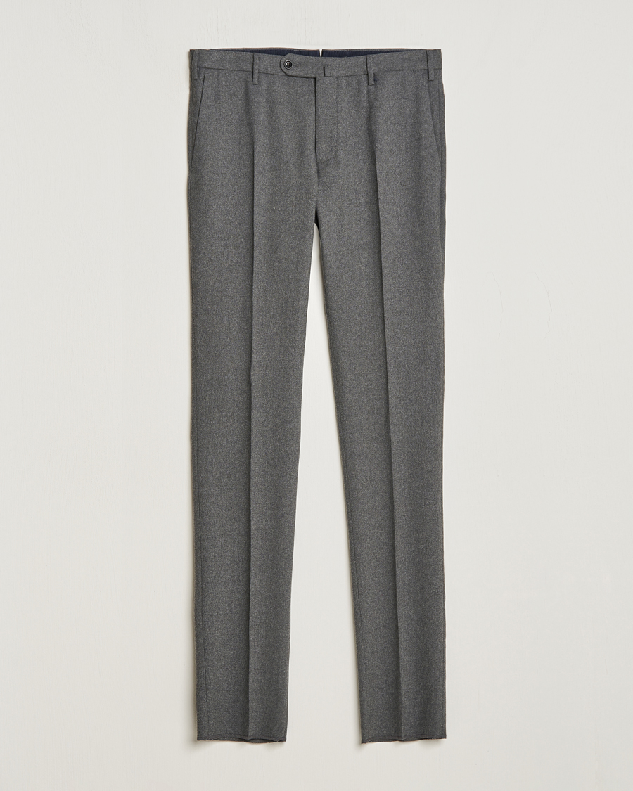 Mies | Housut | Incotex | Slim Fit Washable Flannel Trousers Grey Melange