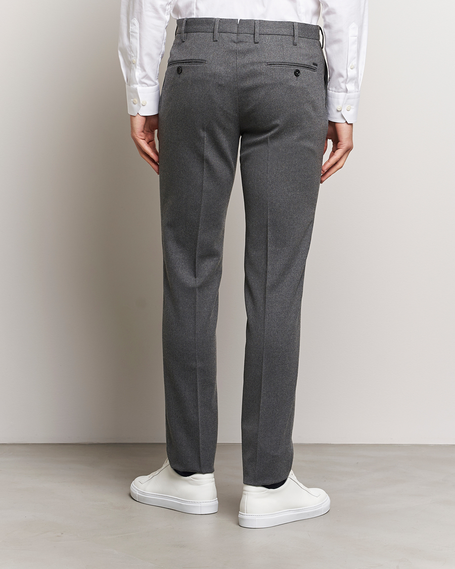 Mies | Housut | Incotex | Slim Fit Washable Flannel Trousers Grey Melange
