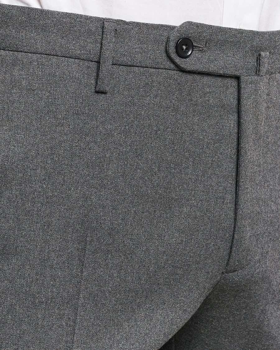 Mies | Housut | Incotex | Slim Fit Washable Flannel Trousers Grey Melange