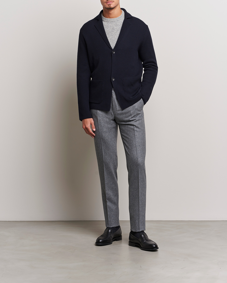 Mies | Housut | Incotex | Slim Fit Carded Flannel Trousers Grey Melange
