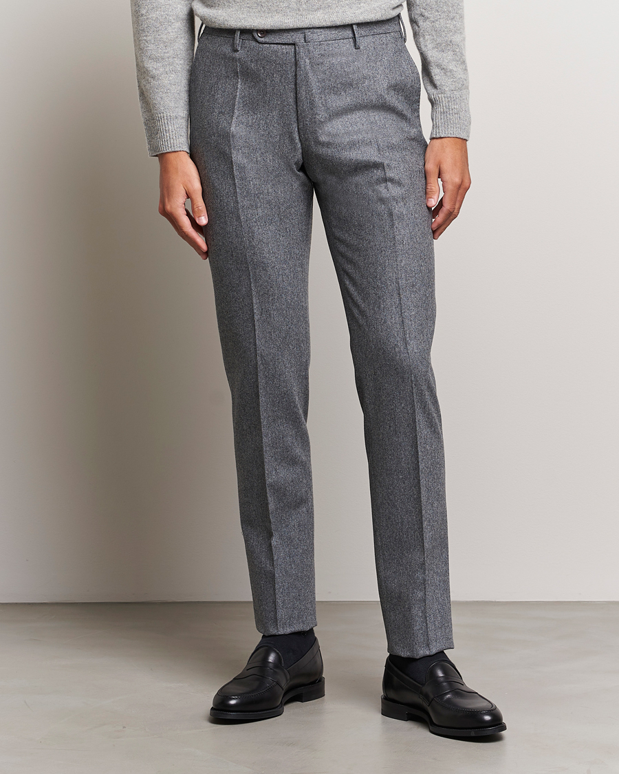 Mies | Housut | Incotex | Slim Fit Carded Flannel Trousers Grey Melange