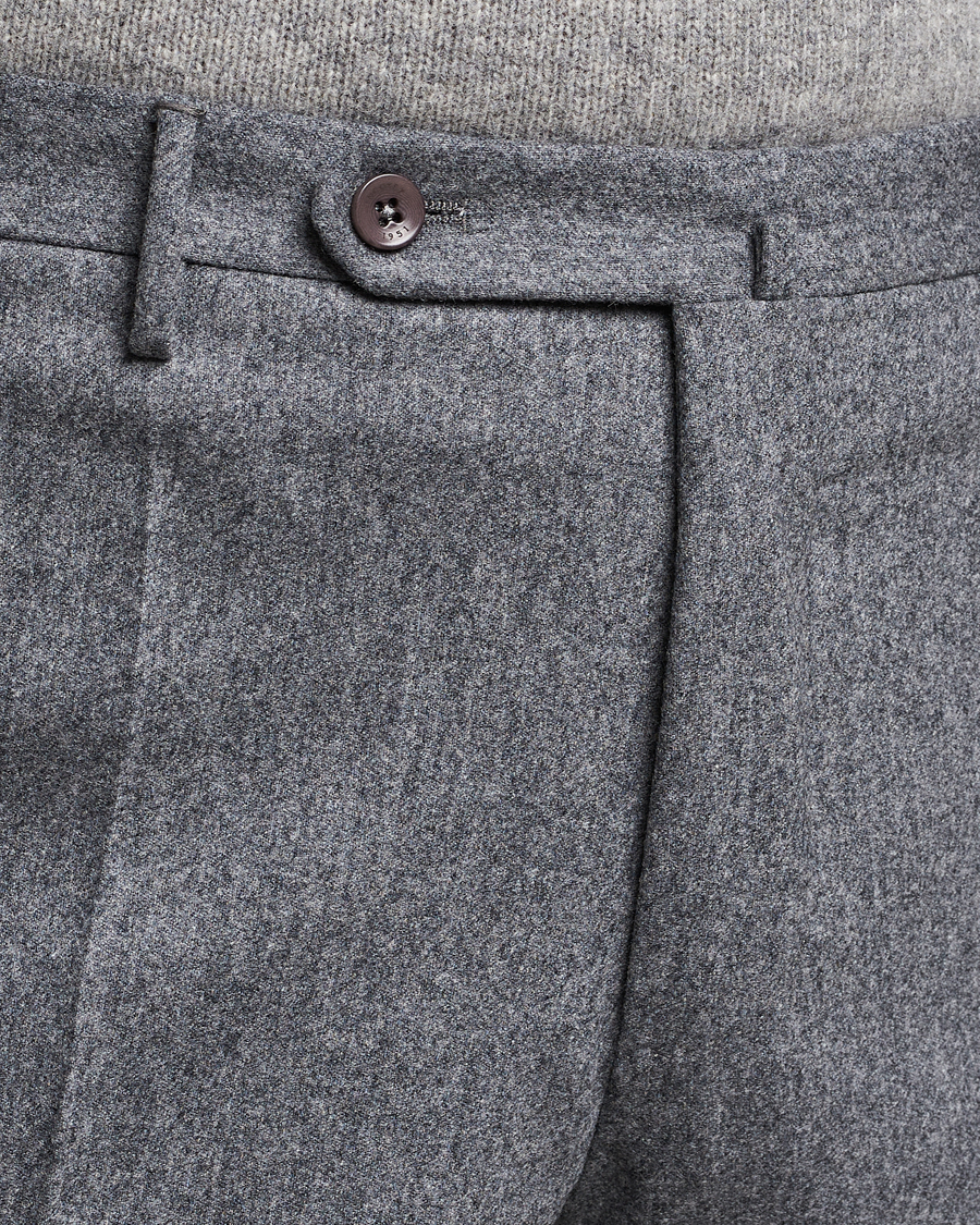 Mies | Housut | Incotex | Slim Fit Carded Flannel Trousers Grey Melange