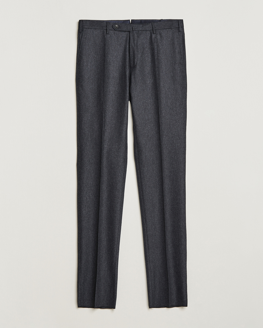 Mies | Flanellihousut | Incotex | Slim Fit Carded Flannel Trousers Dark Grey
