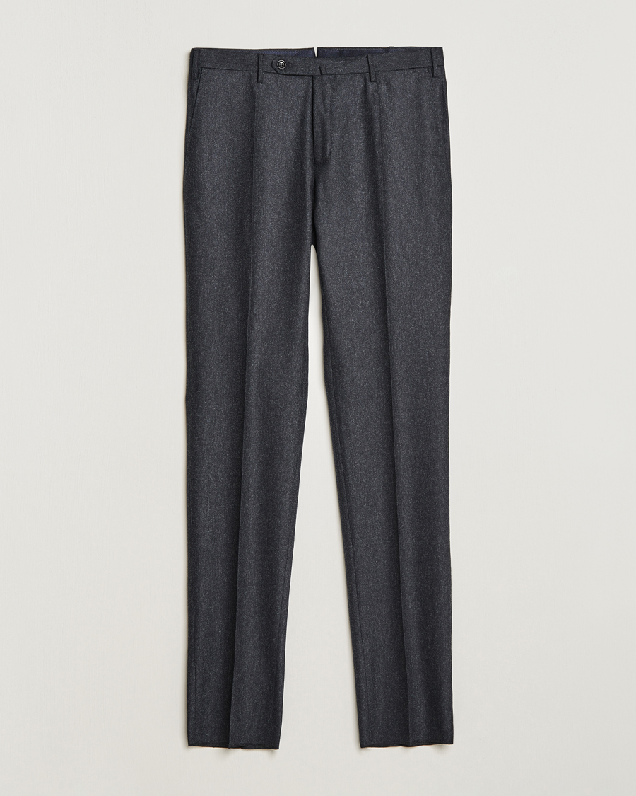 Mies | Housut | Incotex | Slim Fit Carded Flannel Trousers Dark Grey