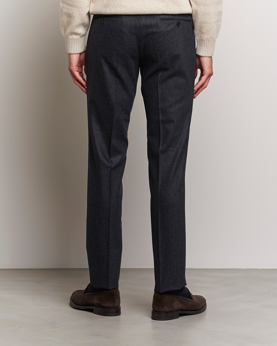 Mies | Housut | Incotex | Slim Fit Carded Flannel Trousers Dark Grey