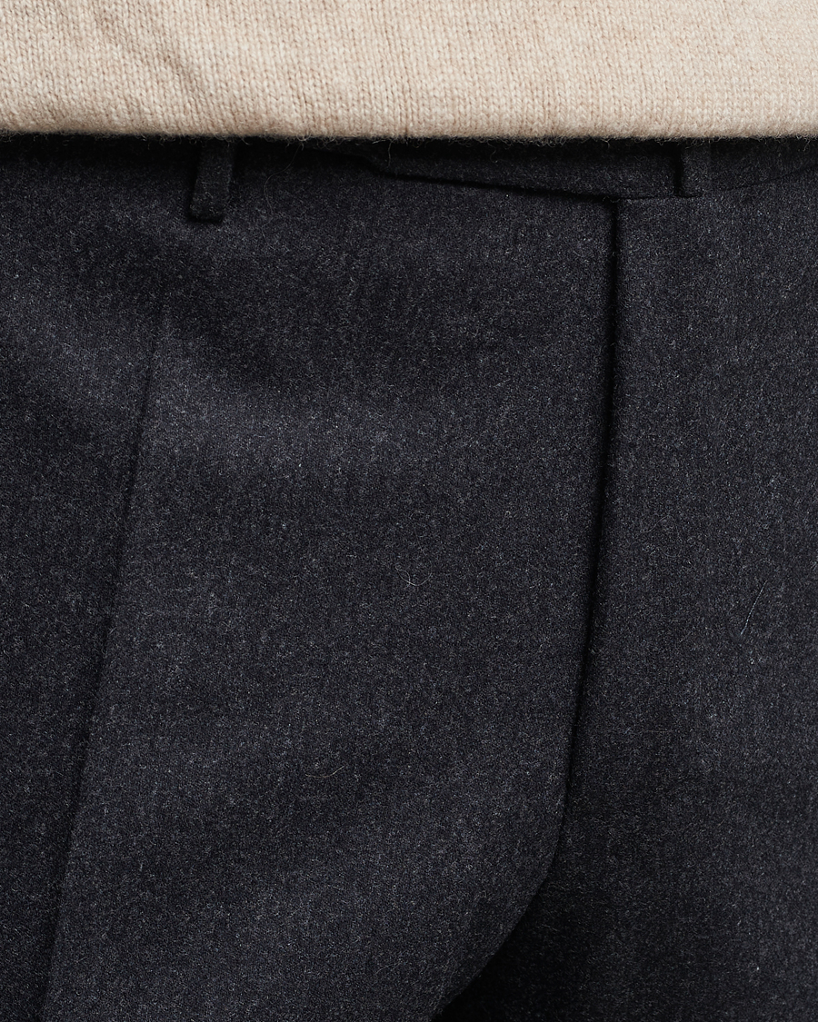 Mies | Housut | Incotex | Slim Fit Carded Flannel Trousers Dark Grey