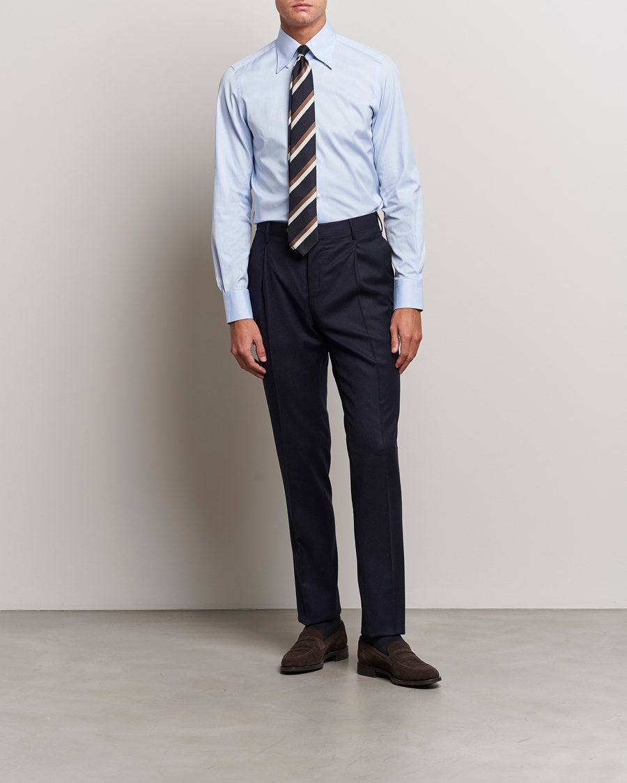 Mies | Kauluspaidat | Finamore Napoli | Milano Slim Oxford Button Down Shirt Light Blue