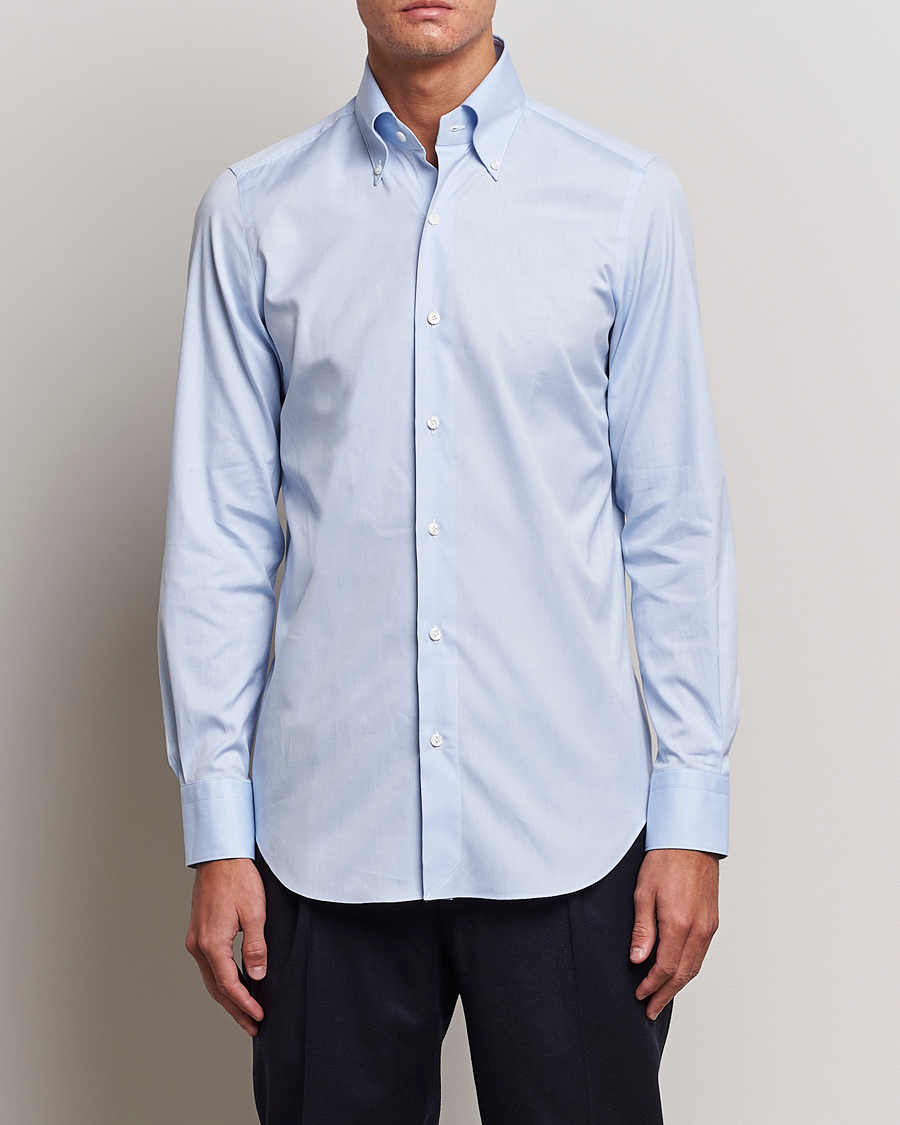 Mies |  | Finamore Napoli | Milano Slim Oxford Button Down Shirt Light Blue