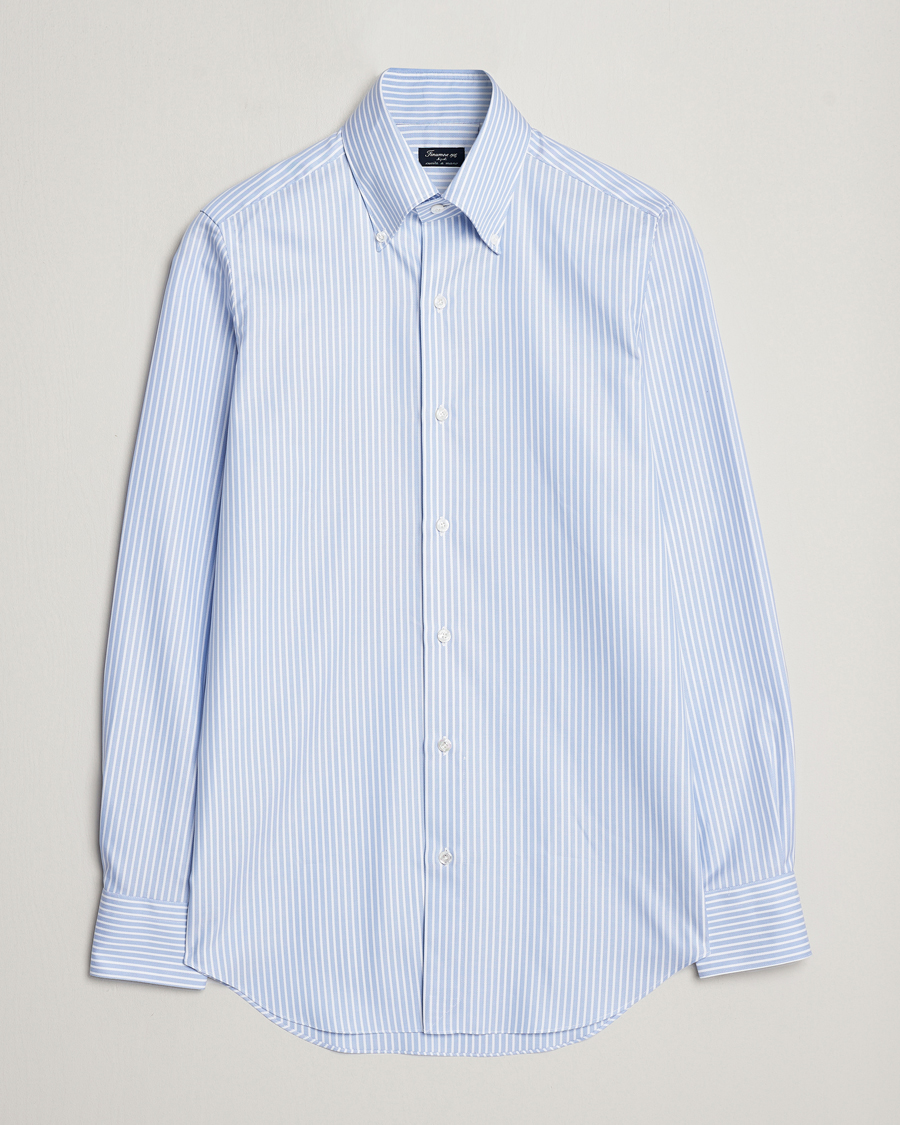 Mies | Kauluspaidat | Finamore Napoli | Milano Slim Oxford Button Down Shirt Blue Stripe