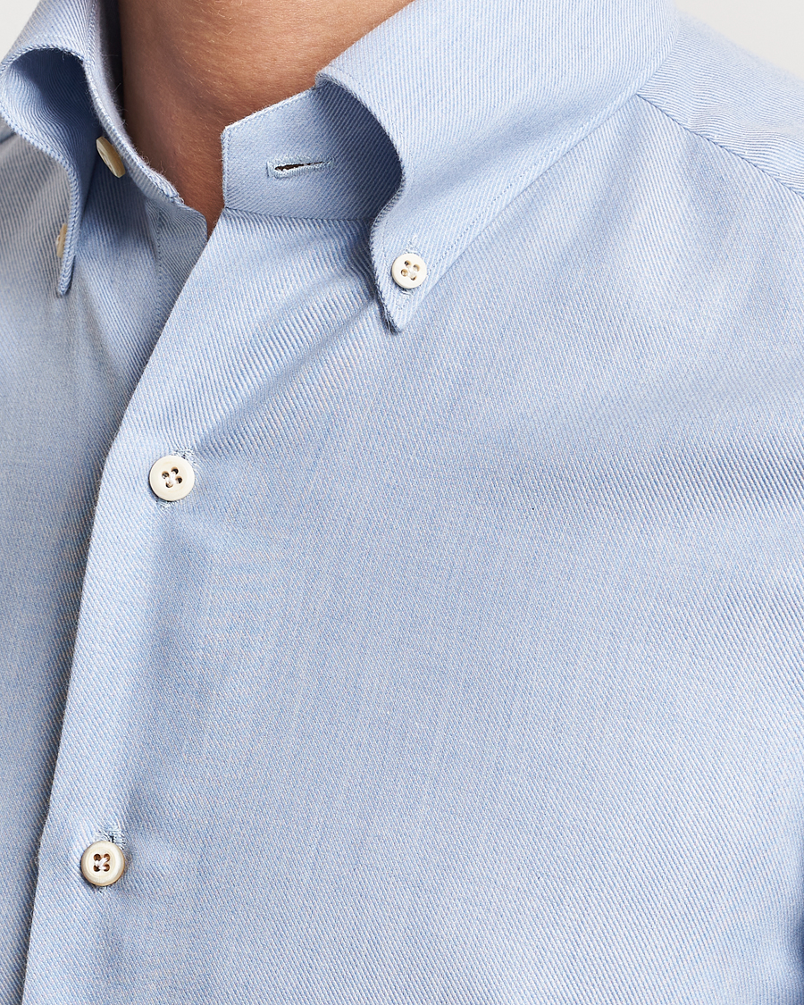Mies | Kauluspaidat | Finamore Napoli | Milano Slim Cashmere BD Shirt Light Blue