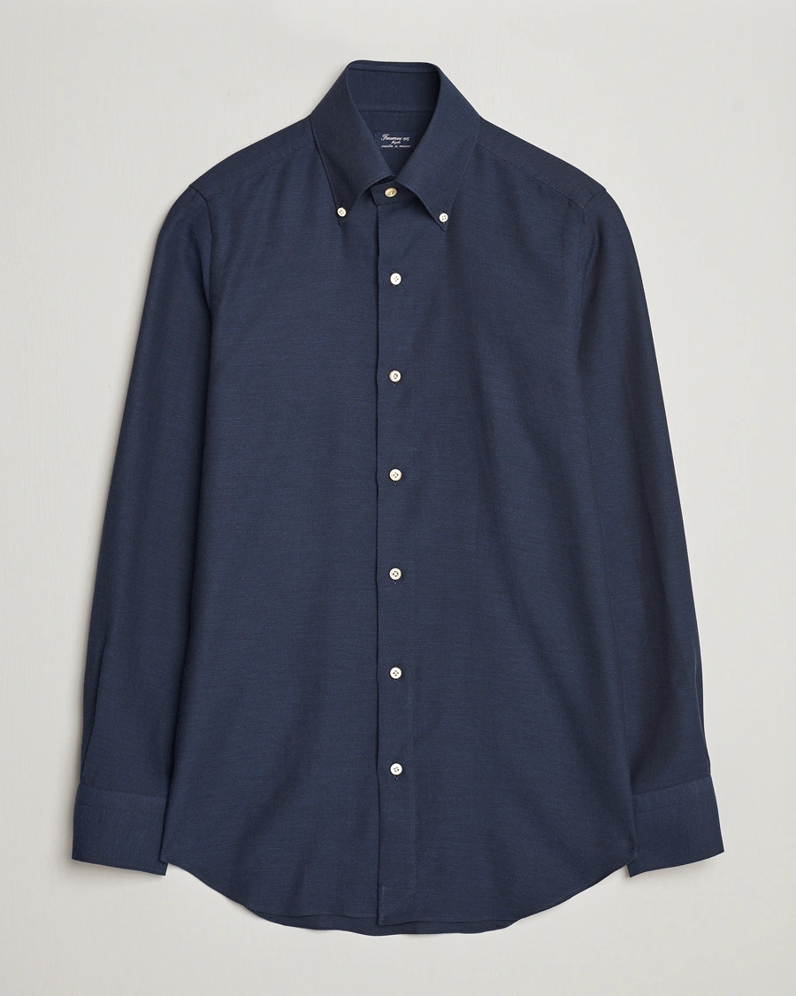 Mies | Kauluspaidat | Finamore Napoli | Milano Slim Cashmere BD Shirt Navy