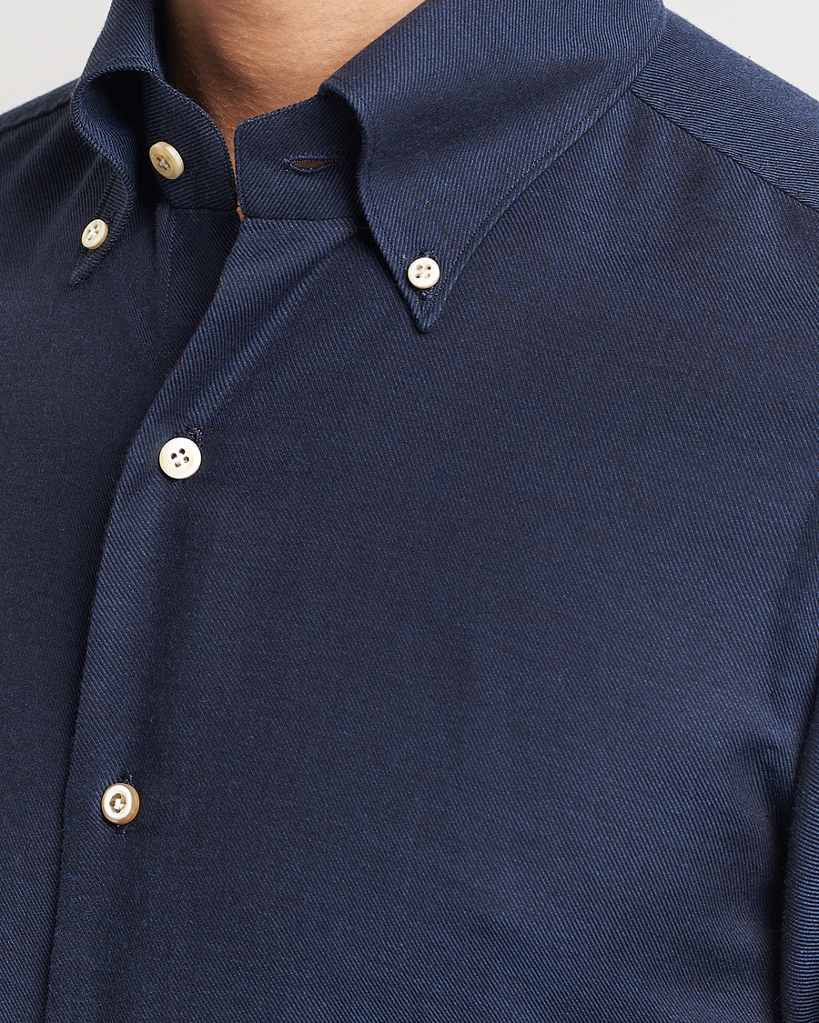 Mies | Kauluspaidat | Finamore Napoli | Milano Slim Cashmere BD Shirt Navy