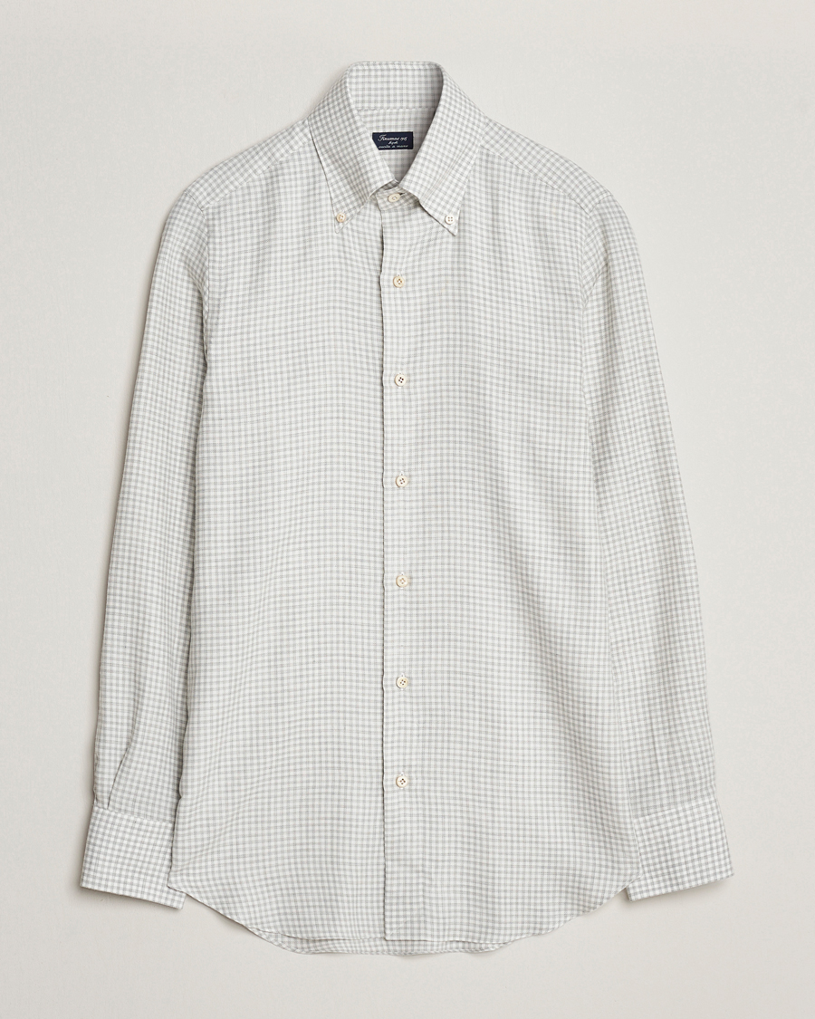 Mies | Kauluspaidat | Finamore Napoli | Milano Slim Cashmere BD Shirt Light Grey