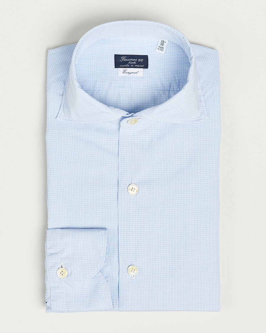 Mies |  | Finamore Napoli | Milano Slim Washed Dress Shirt Blue Check