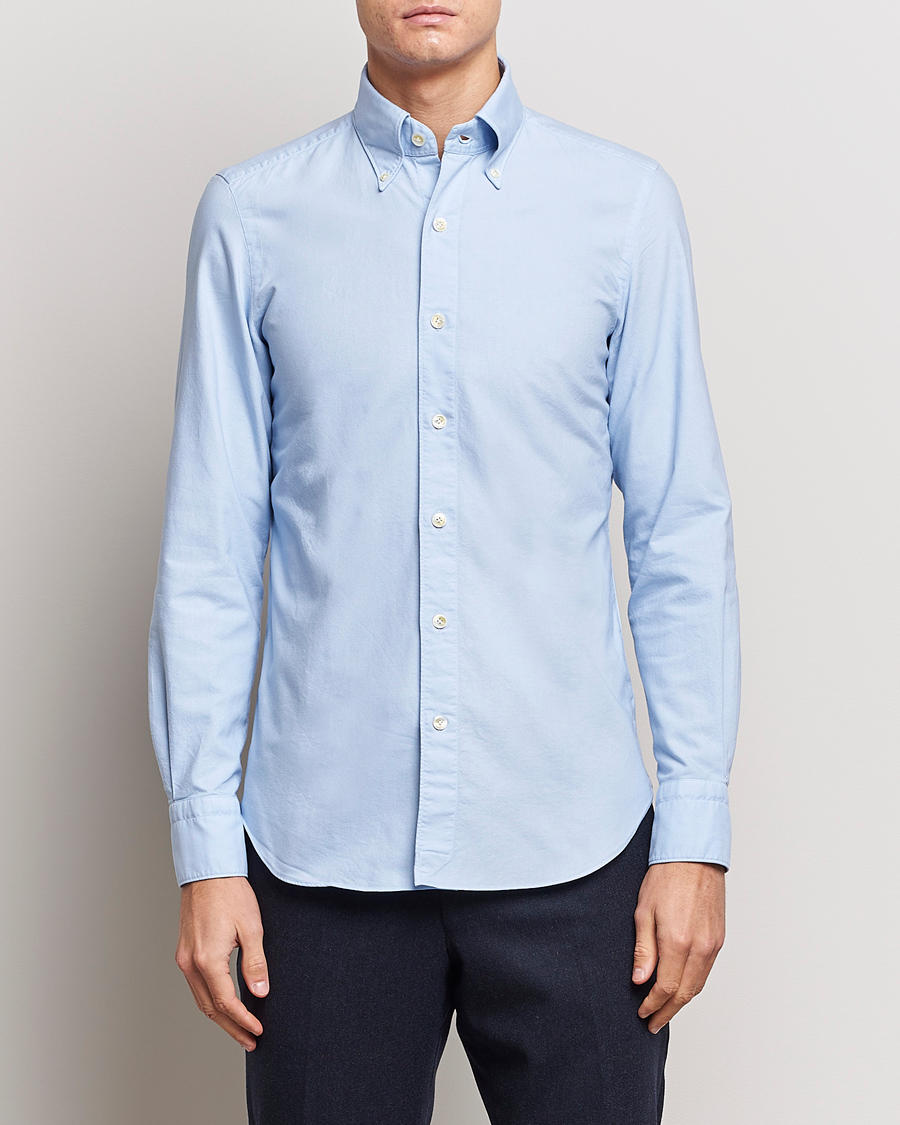 Mies |  | Finamore Napoli | Tokyo Slim Oxford Button Down Shirt Light Blue