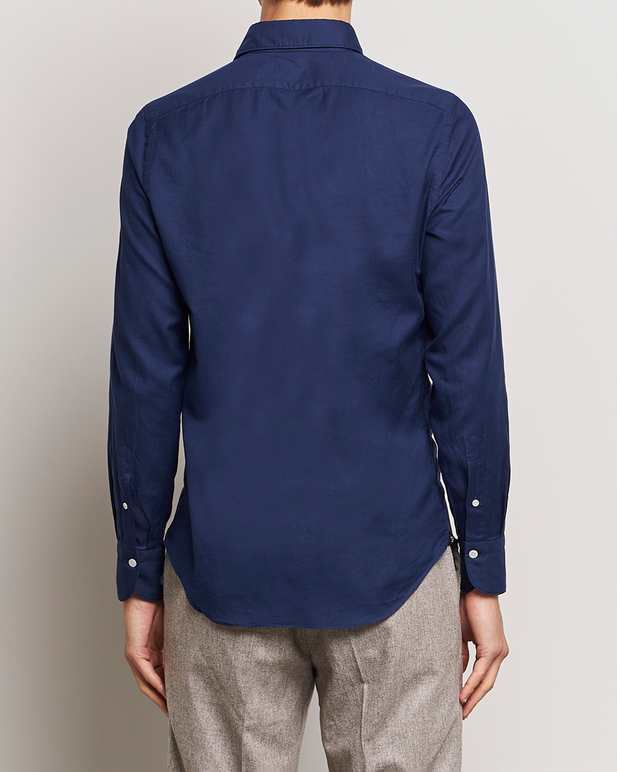 Mies | Kauluspaidat | Finamore Napoli | Tokyo Slim Flannel Shirt Navy