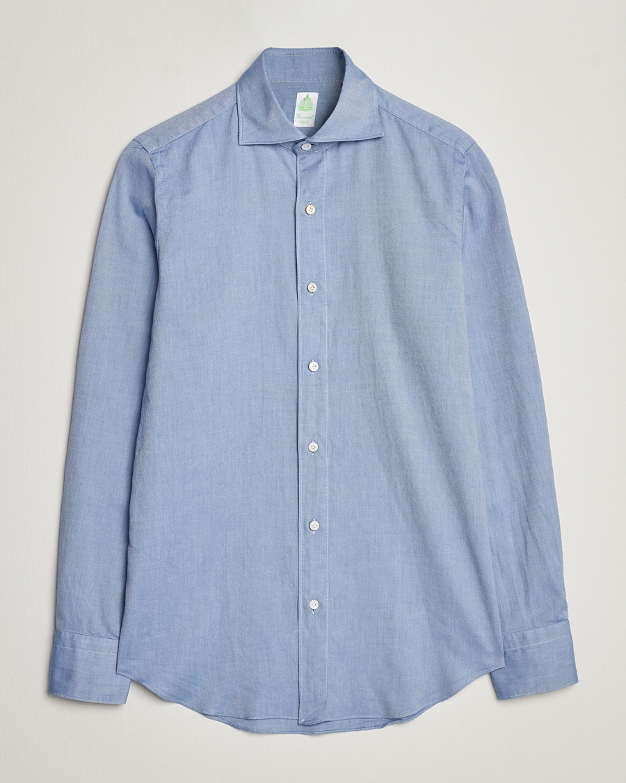 Mies | Kauluspaidat | Finamore Napoli | Tokyo Slim Flannel Shirt Light Blue
