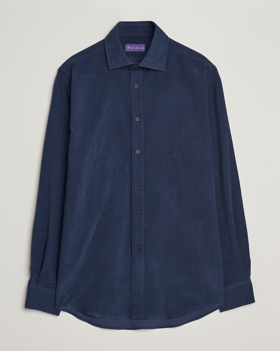 Mies |  | Ralph Lauren Purple Label | Cotton/Cashmere Corduroy Shirt Navy