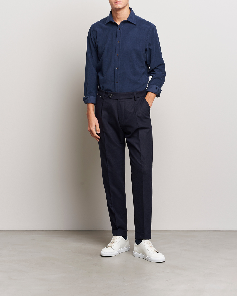 Mies | Kauluspaidat | Ralph Lauren Purple Label | Cotton/Cashmere Corduroy Shirt Navy