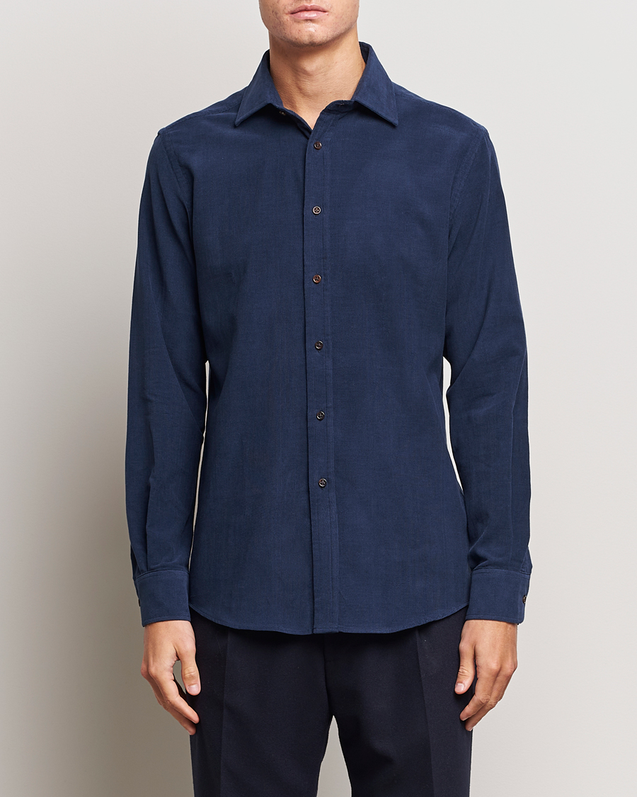 Mies | Kauluspaidat | Ralph Lauren Purple Label | Cotton/Cashmere Corduroy Shirt Navy