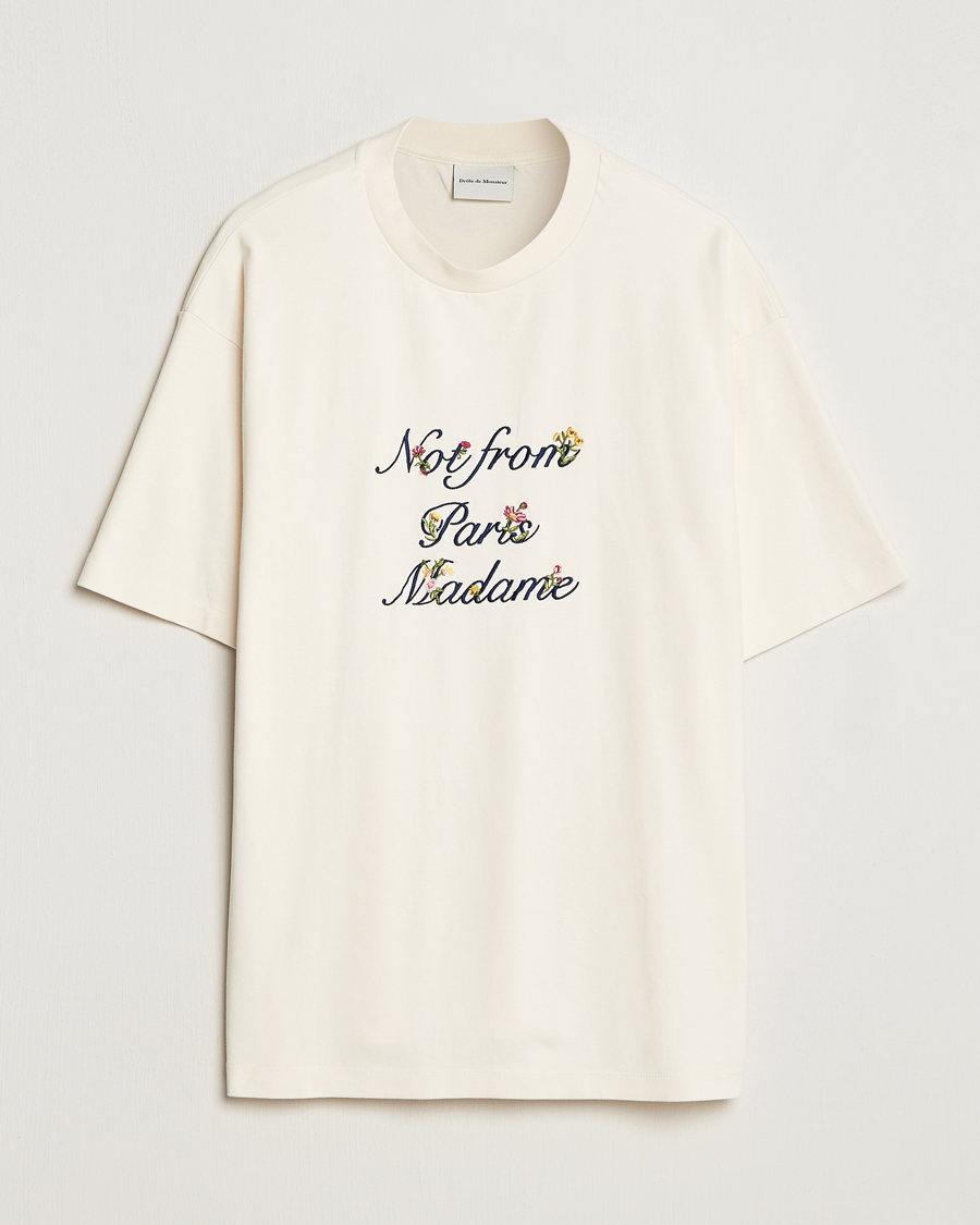 Mies | T-paidat | Drôle de Monsieur | Flower Slogan T-Shirt Cream