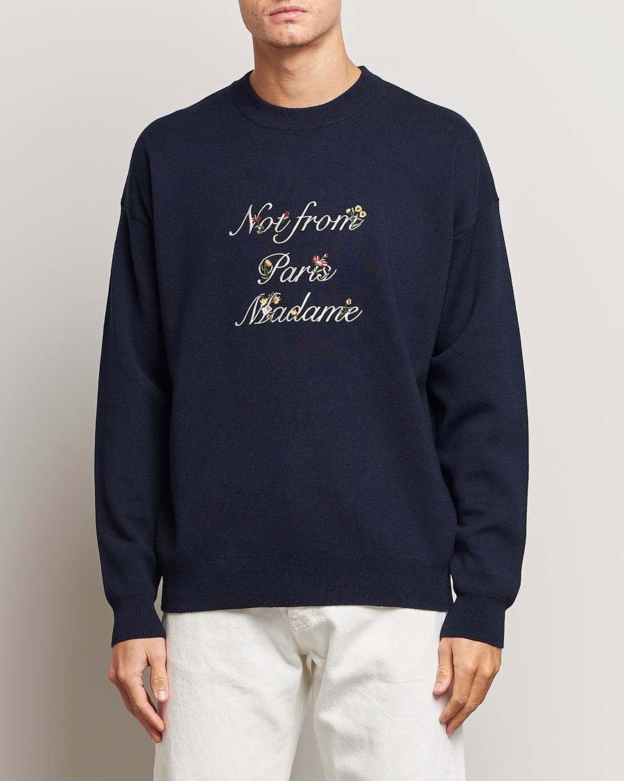 Mies | Puserot | Drôle de Monsieur | Flower Slogan Sweater Navy