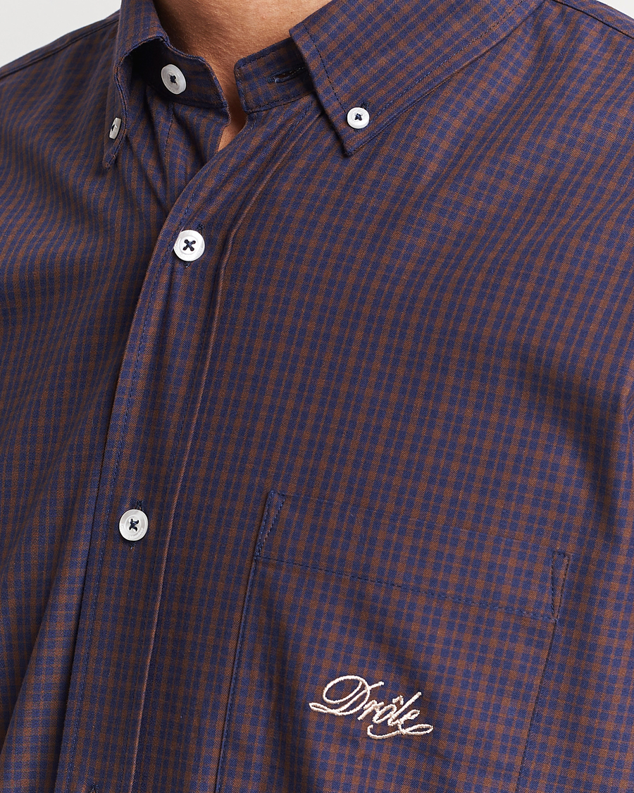 Mies | Kauluspaidat | Drôle de Monsieur | Signature Check Shirt Dark Brown