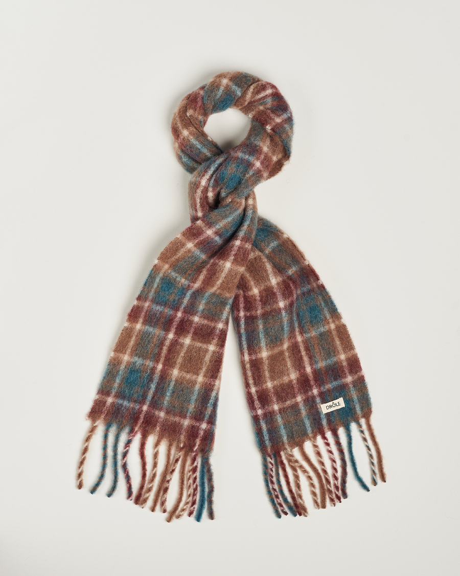 Mies | Drôle de Monsieur Mohair Check Scarf Brown/Blue | Drôle de Monsieur | Mohair Check Scarf Brown/Blue