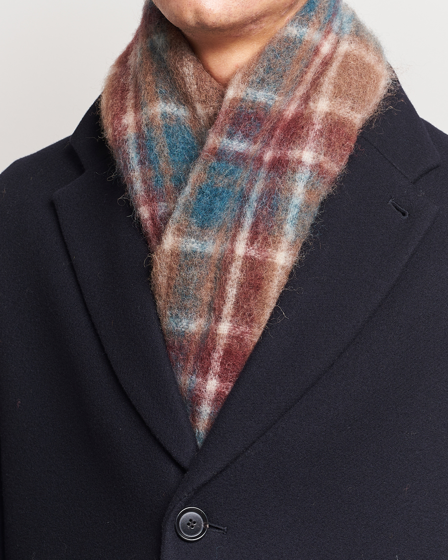 Mies | Drôle de Monsieur Mohair Check Scarf Brown/Blue | Drôle de Monsieur | Mohair Check Scarf Brown/Blue