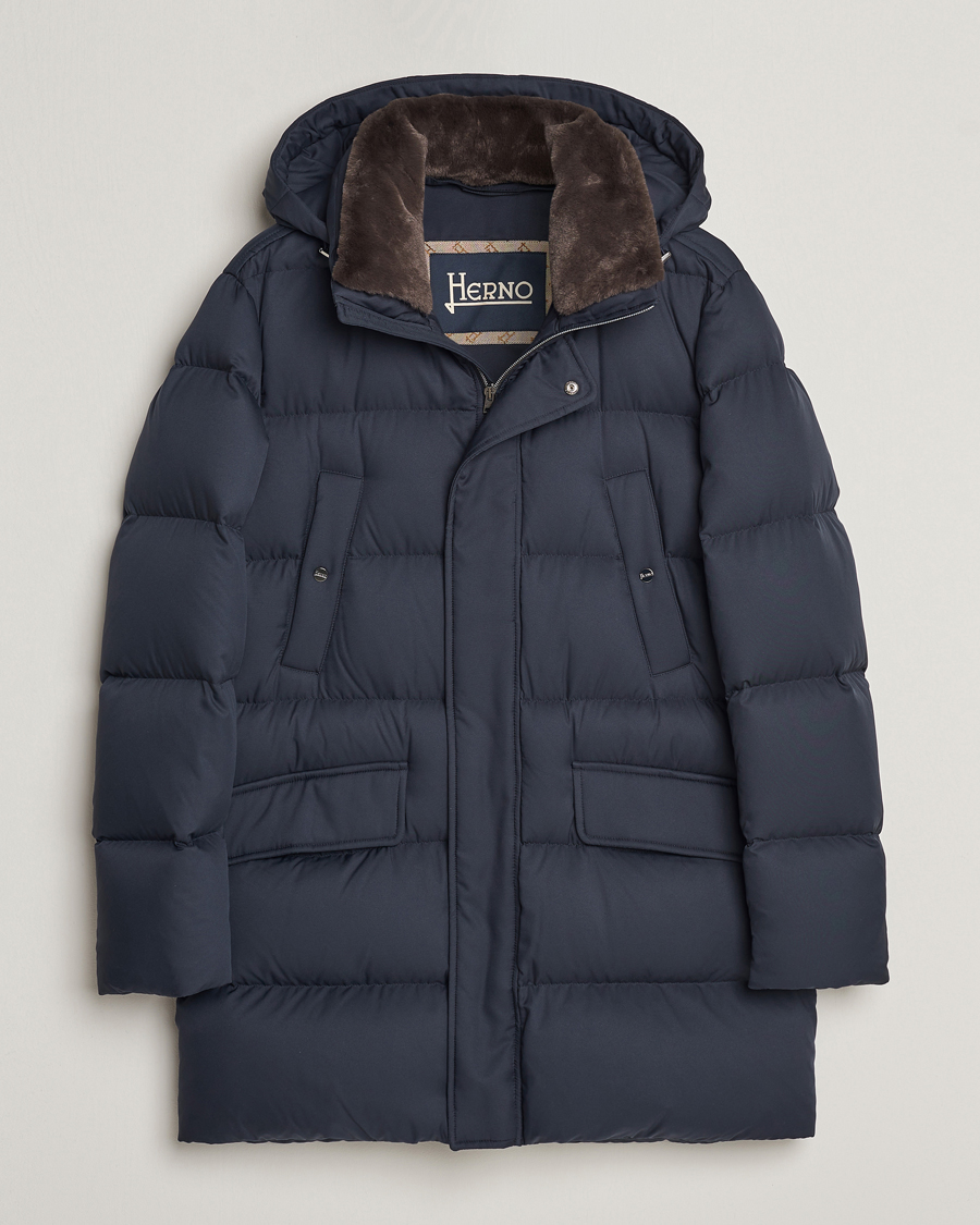 Mies | Takit | Herno | Faux Fur Down Parka Navy