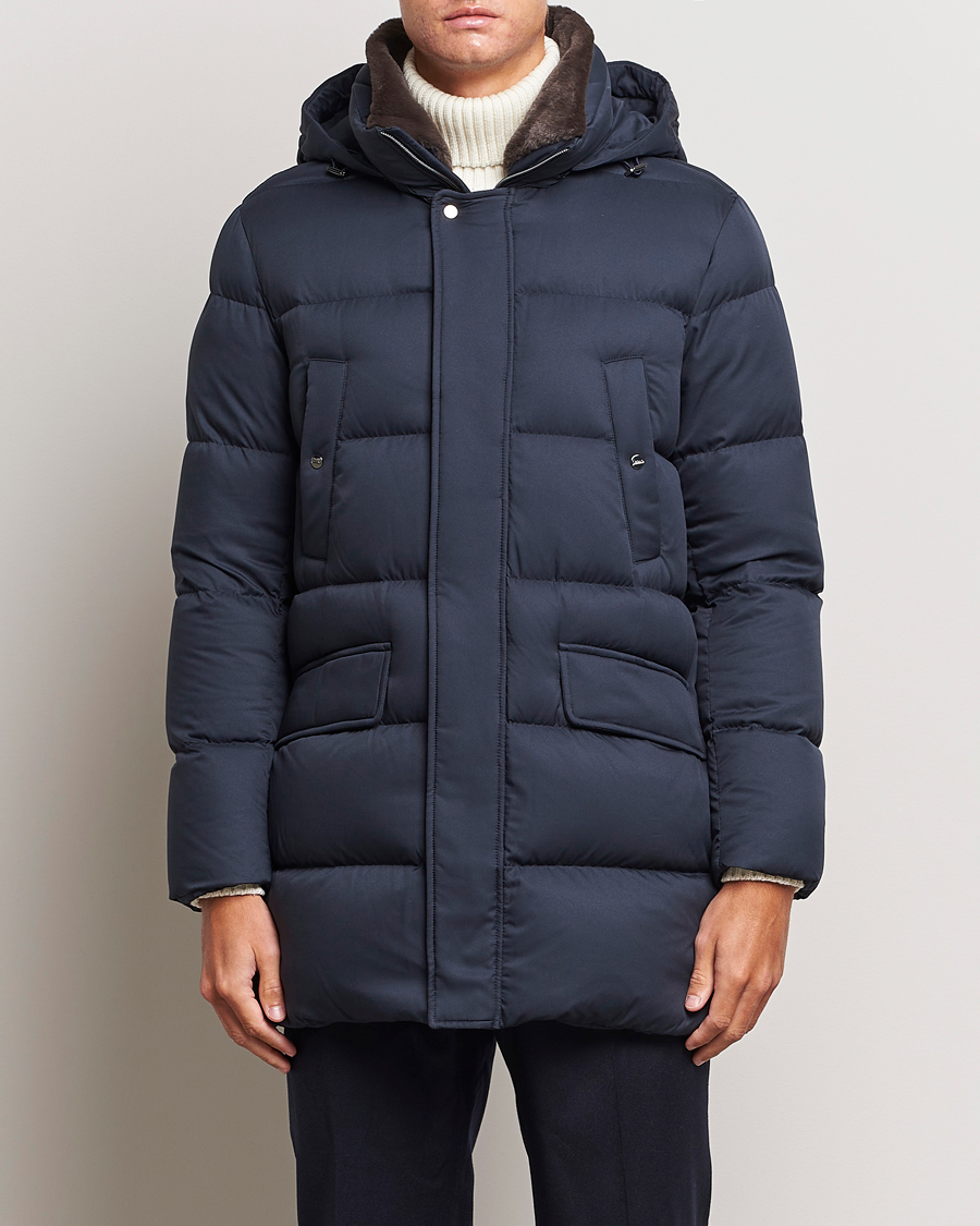 Mies | Muodolliset takit | Herno | Faux Fur Down Parka Navy
