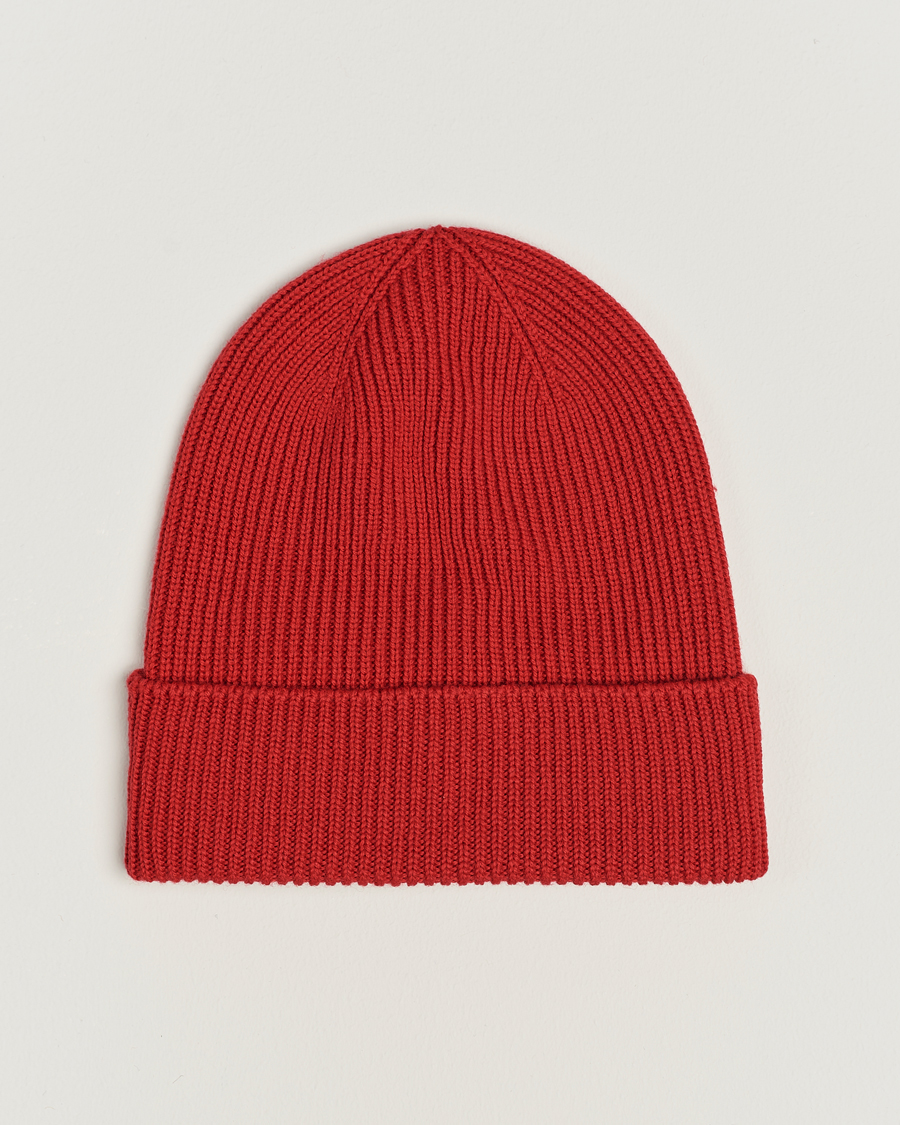 Mies | Moncler Ribbed Wool Beanie Red | Moncler | Ribbed Wool Beanie Red