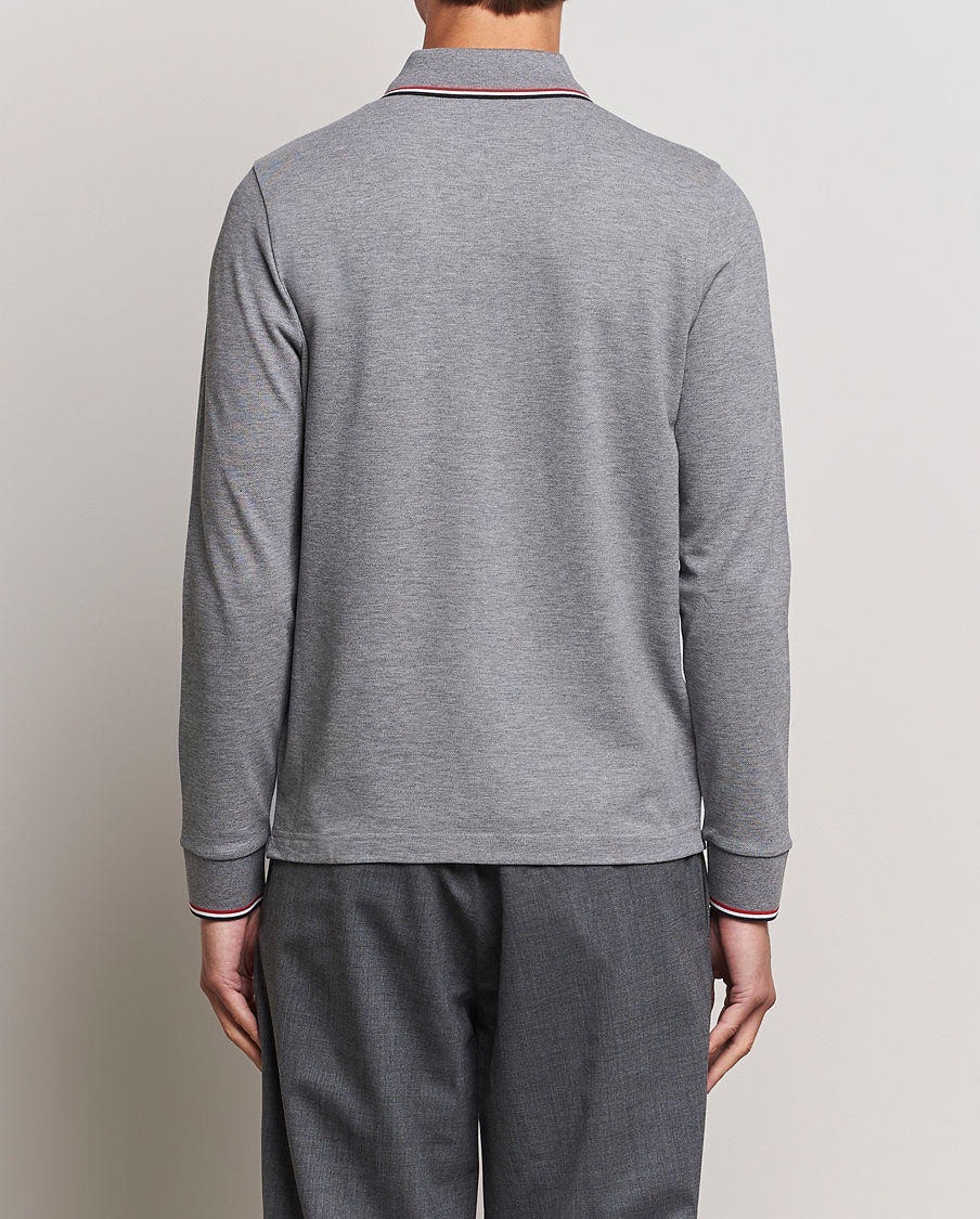 Mies | Puserot | Moncler | Contrast Rib Long Sleeve Polo Light Grey
