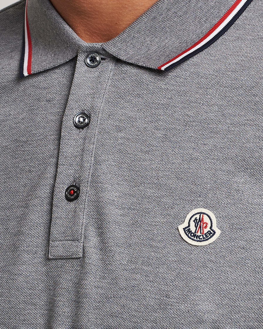 Mies | Puserot | Moncler | Contrast Rib Long Sleeve Polo Light Grey