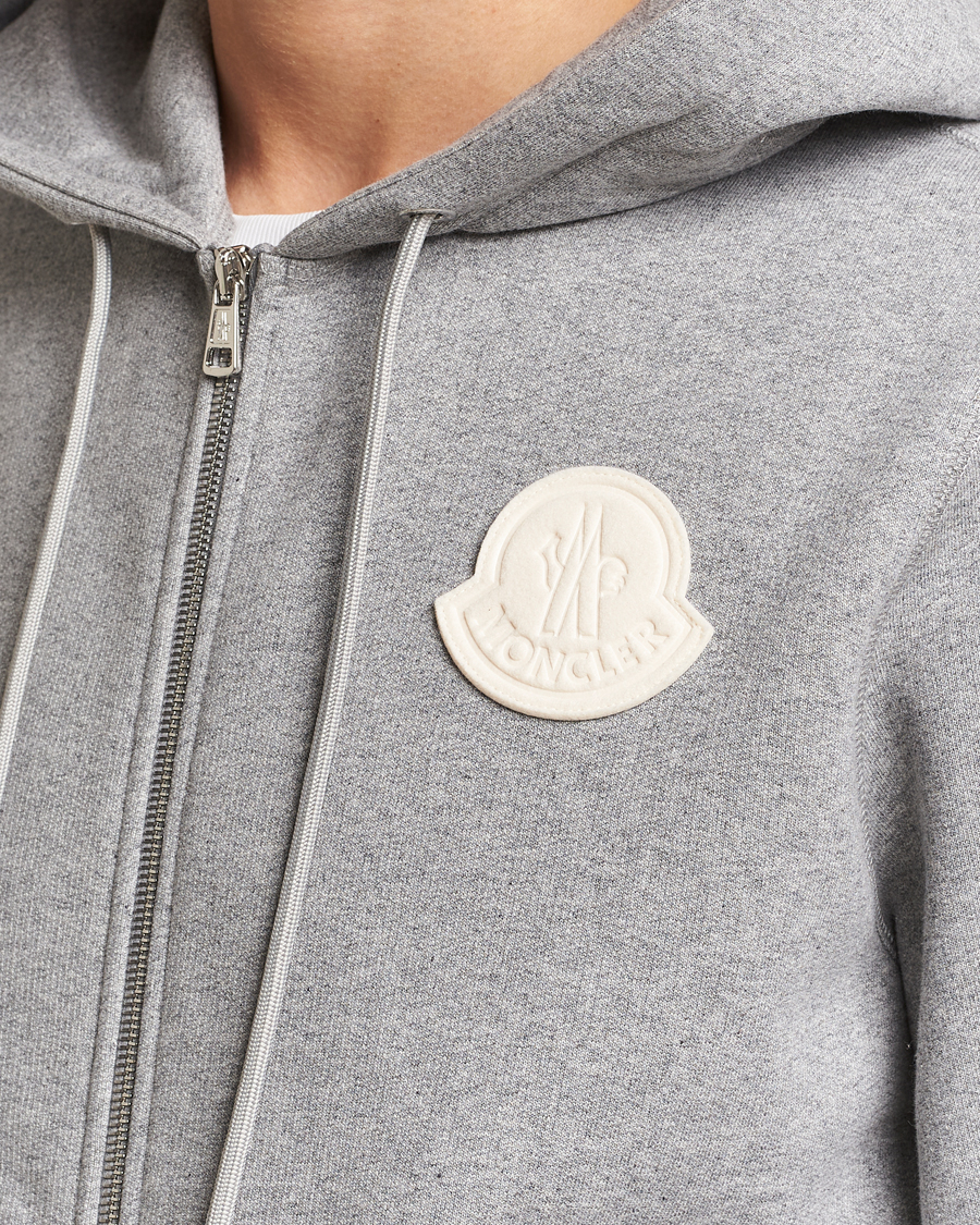 Mies | Puserot | Moncler | Patch Logo Zip Hoodie Light Grey
