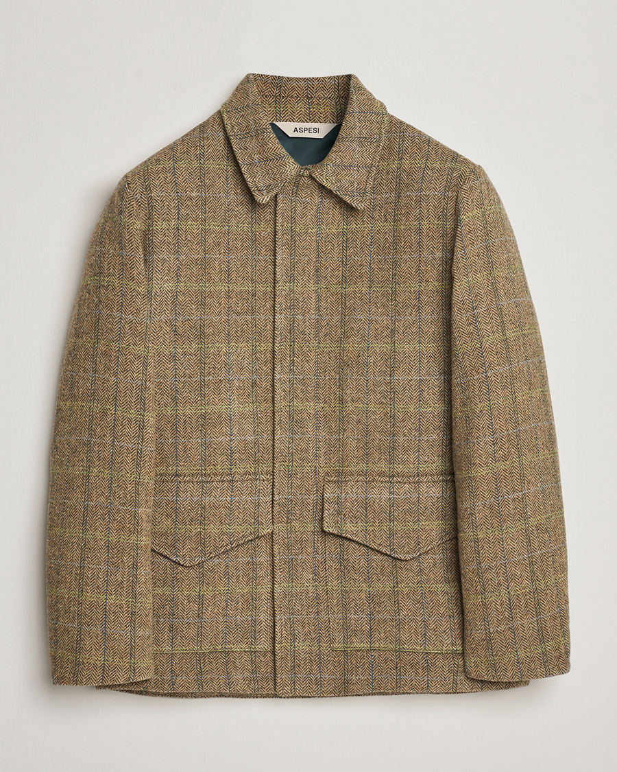 Mies |  | Aspesi | Tweed Hunting Jacket Green Check