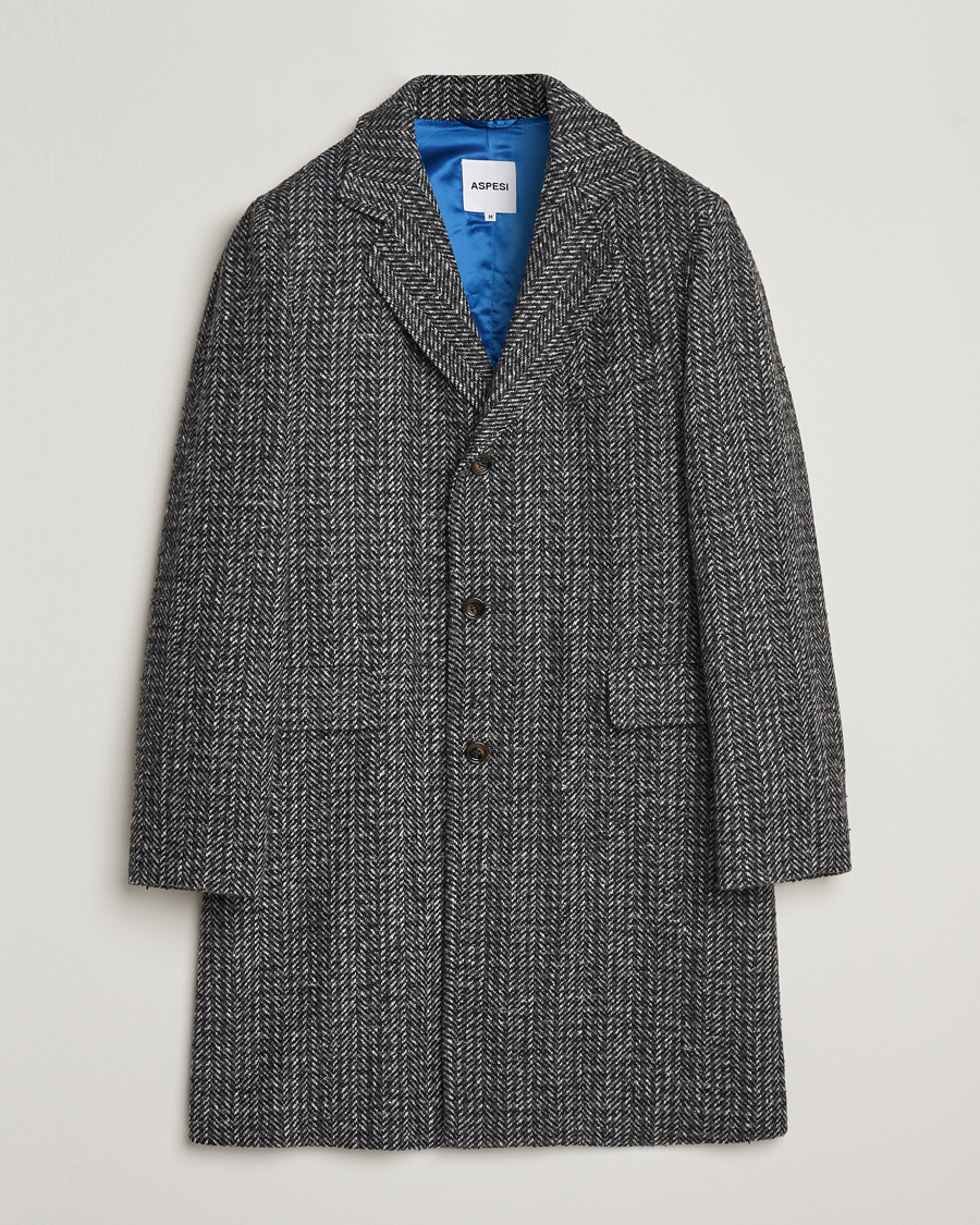 Mies | Takit | Aspesi | Herringbone Wool Coat Grey